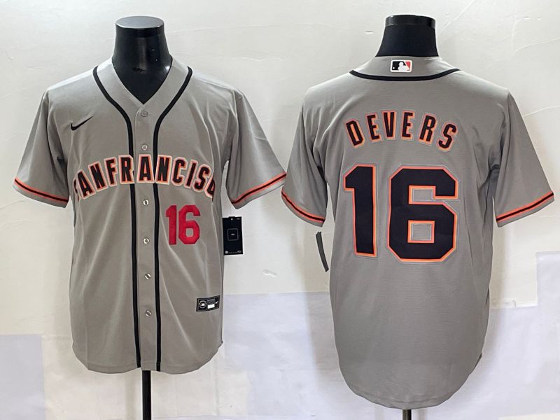 Men 2025 San Francisco Giants #16 Devers Grey Game Nike MLB Jersey style 42